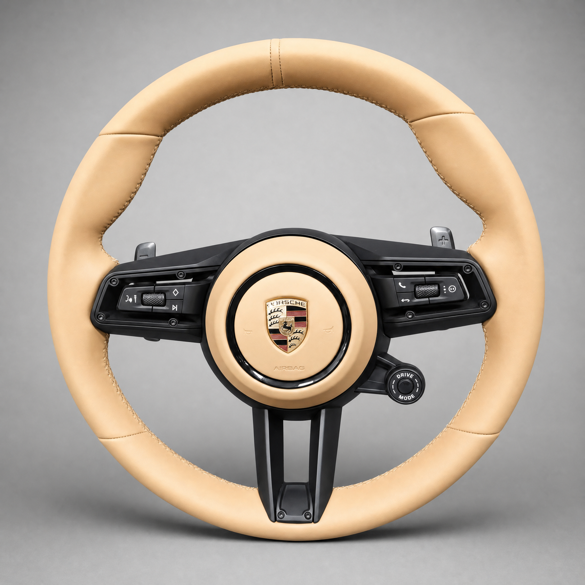 Volant Porsche Sport Custom – Cuir Beige | Sélecteur Drive Mode