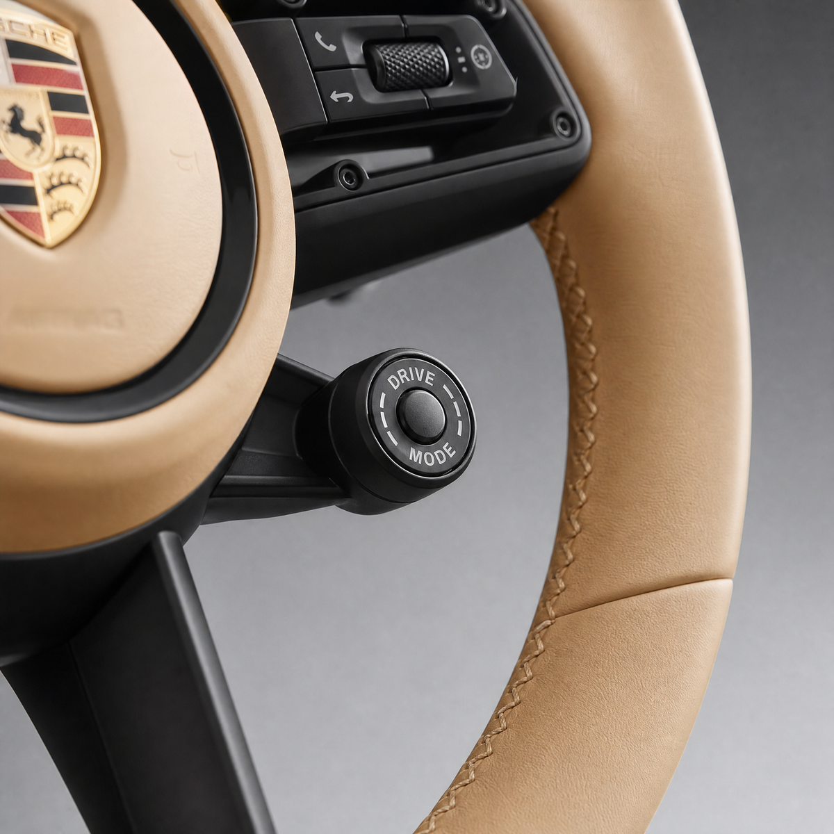 Volant Porsche Sport Custom – Cuir Beige | Sélecteur Drive Mode