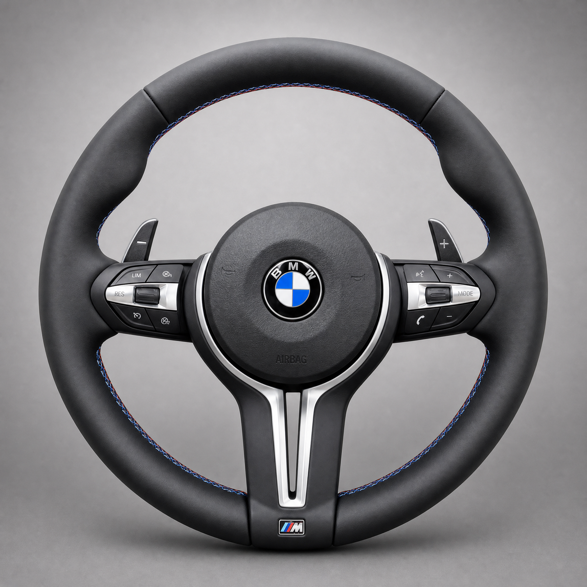 Volant BMW M Sport | Cuir Noir & Surpiqûres Tricolores