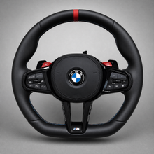 Volant BMW M CS Custom M2 M3 M4 M5 – Cuir Noir | Boutons M Rouges & Palettes Gloss Black
