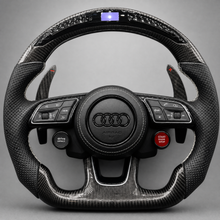 Volant Audi A3 / S3 / RS3 / Q2 Custom – Carbone & Cuir Perforé | Barre LED & Start/Stop