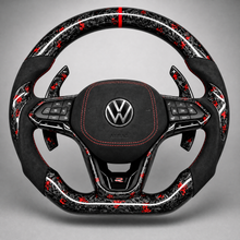Volant VW Golf R Custom – Carbone Forgé Rouge | Alcantara & Badge R
