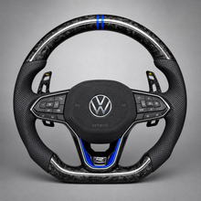 Volant Volkswagen Golf R – Carbone Forgé & Alcantara | Accents Bleus