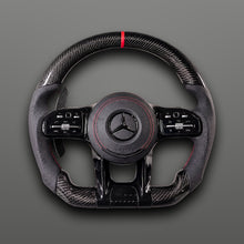Volant Carbone Custom – Mercedes-AMG | Cuir Perforé & Surpiqûres Rouges